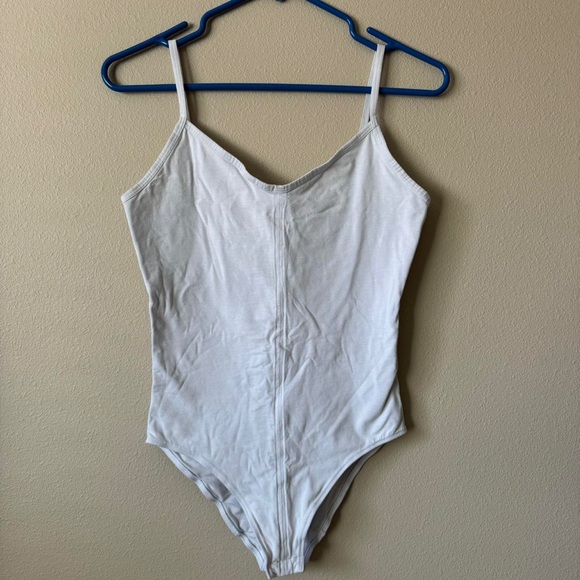 Everlane Pants - Everlane Ivory Ribbed Spaghetti-Strap Bodysuit